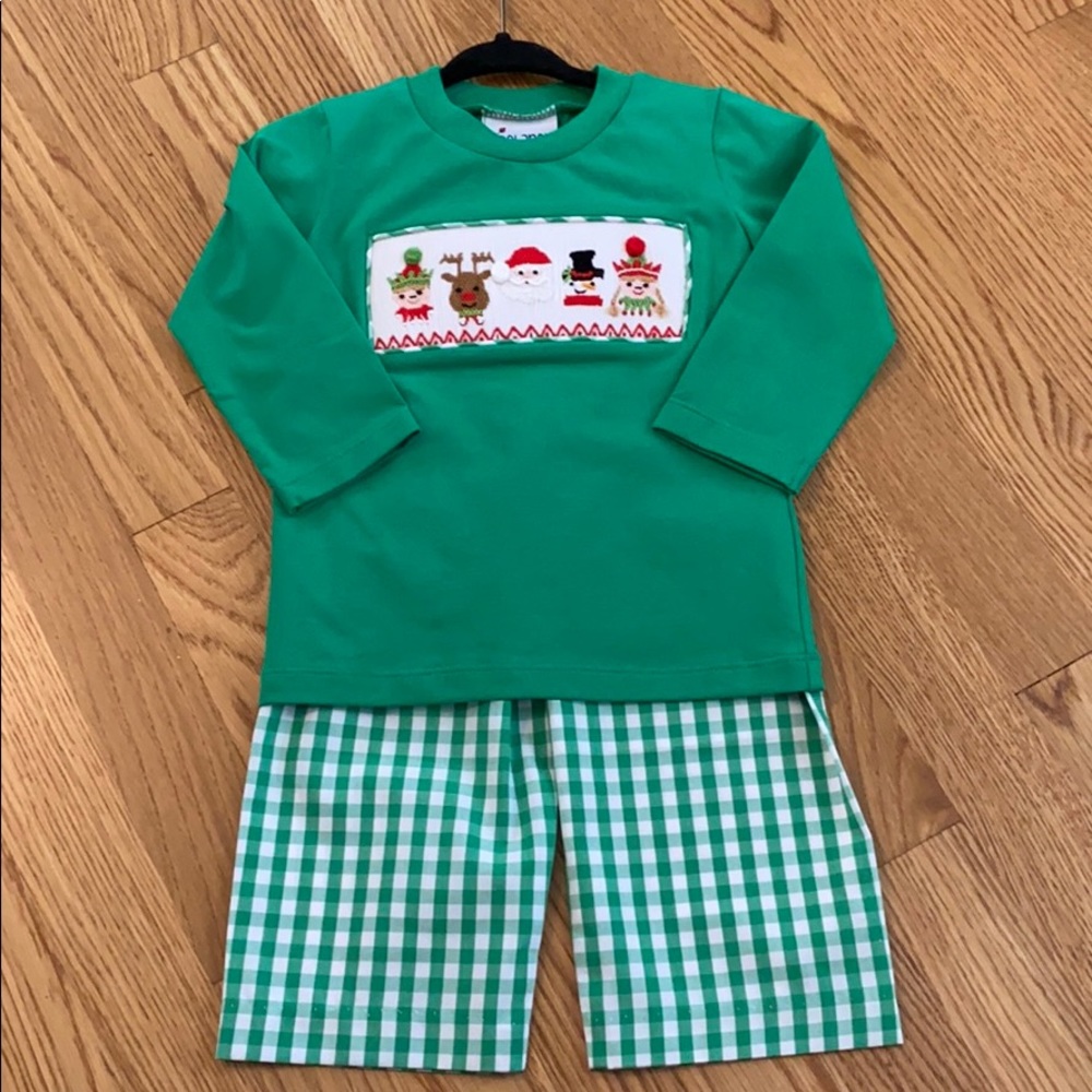 Smocked Boys Santa and Friends 2 Piece Outfit